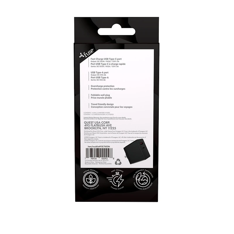 Wall Charger 2 Ports Black