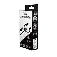 3Ft 3 In 1 Charge/Sync Cable - Black