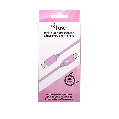 Câble Type-C vers Type-C en silicone 3 pi – Rose