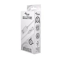 6Ft USB A To USB C Silicone Charging Cable - White