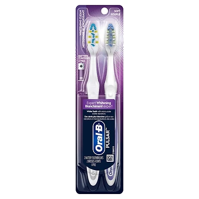 Brosses à dents à pile Oral-B Pulsar Blanchiment expert, souple, 2 unités