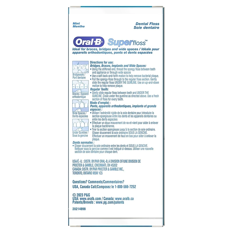 Oral-B Super Floss Pre-Cut Strands Dental Floss, Mint, 50 Count, Pack of 2