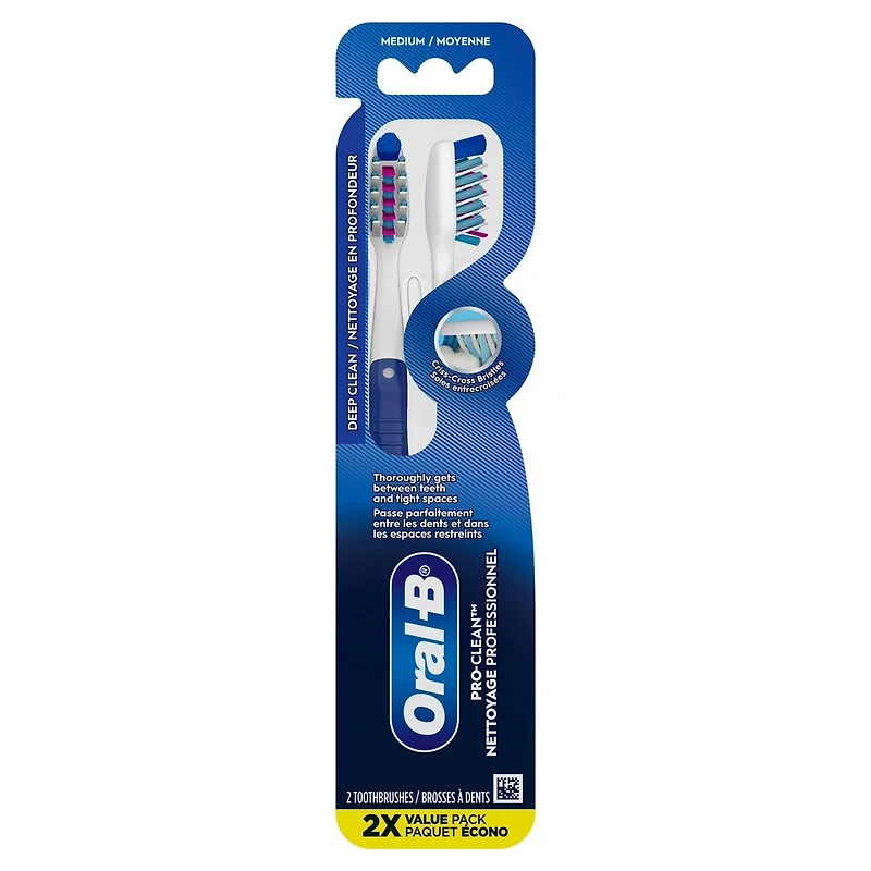 Oral-B Pro-Health Deep Reach Toothbrush, Medium, 2 count