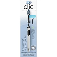 Clic Starter Kit Matte Black Toothbrush Handle with (2) Replacement Brush Head and Holder