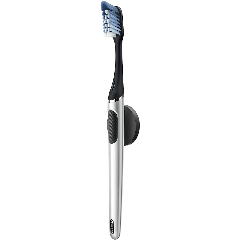 Clic Starter Kit Matte Black Toothbrush Handle with (2) Replacement Brush Head and Holder