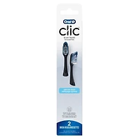 Clic Toothbrush Ultimate Clean Replacement Brush Heads, Black, 2 Count