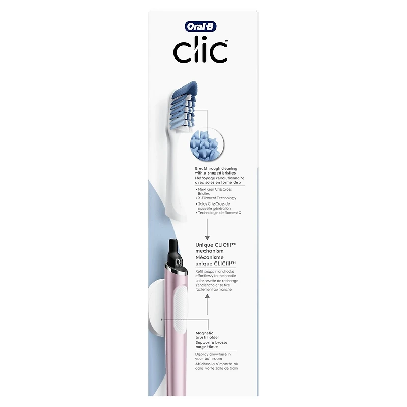 Clic Starter Kit Matte Black Toothbrush Handle with (2) Replacement Brush Head and Holder