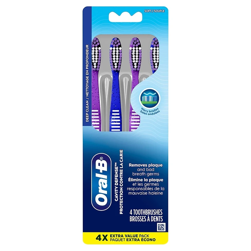 Essential Clean Toothbrushes, Removes Plaque, Soft, 4 Count