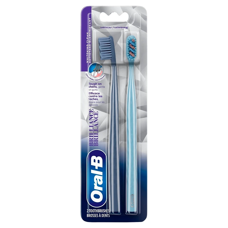 Brosse à dents Brillance blanchiment haut de gamme avec efface-plaque, moyenne, bleu ciel, 1 unité