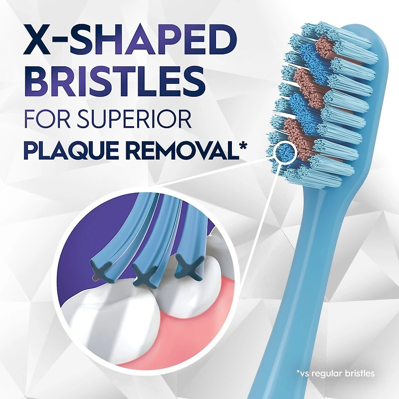 Brosse à dents Brillance blanchiment haut de gamme avec efface-plaque, moyenne, bleu ciel, 1 unité