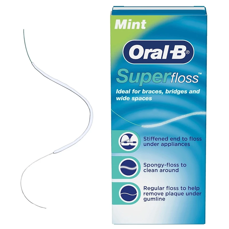 Oral-B Super Floss Pre-Cut Strands Dental Floss, Mint, 50 Count
