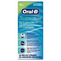 Oral-B Super Floss Pre-Cut Strands Dental Floss, Mint, 50 Count