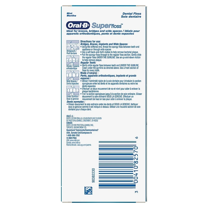 Oral-B Super Floss Pre-Cut Strands Dental Floss, Mint, 50 Count