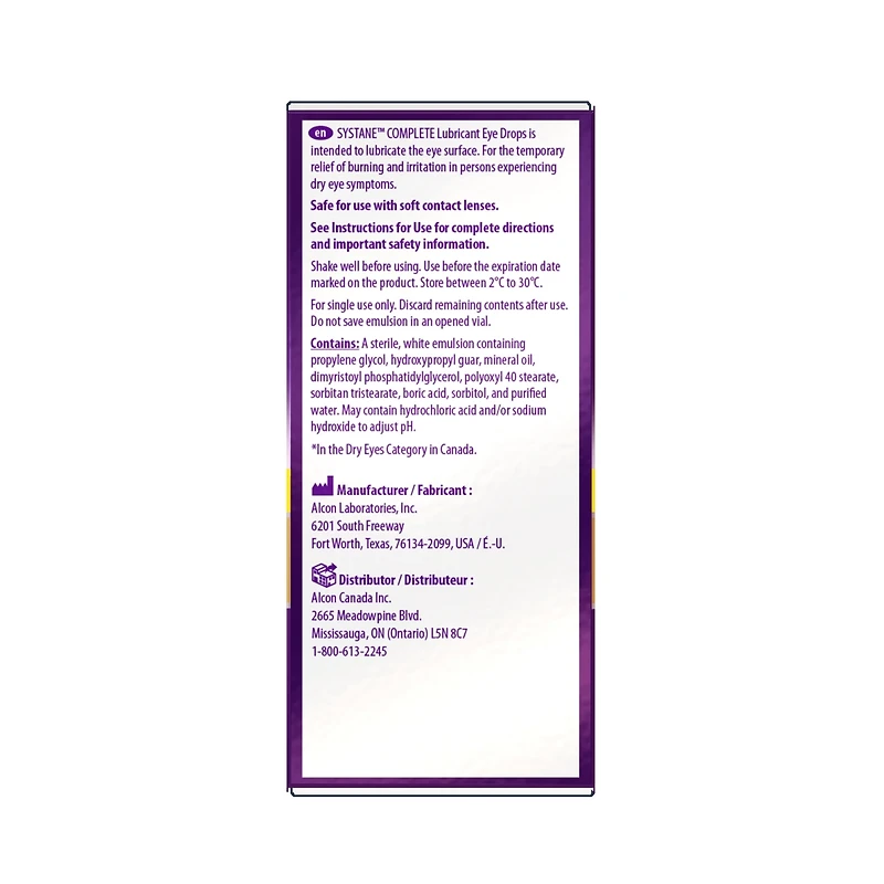 Gouttes oculaires lubrifiantes SYSTANEMD COMPLET sans agent de conservation