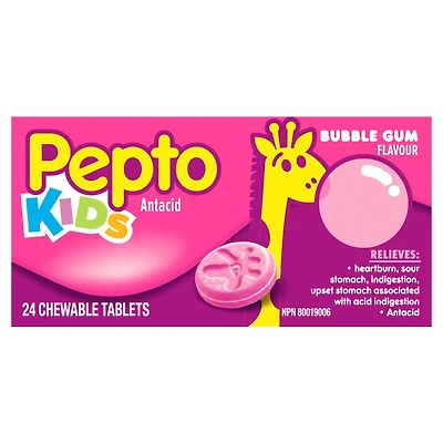 Kid's Bubblegum Flavor Chewables for Heartburn, Acid Indigestion, Upset Stomach, 24ct