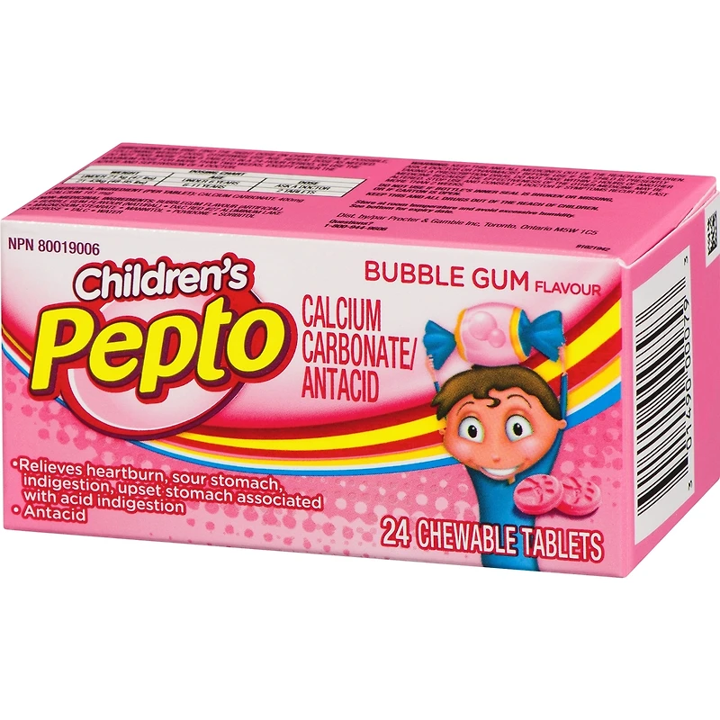 Kid's Bubblegum Flavor Chewables for Heartburn, Acid Indigestion, Upset Stomach, 24ct