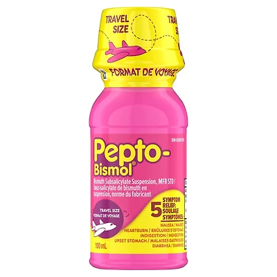 Liquid for Nausea, Heartburn, Indigestion, Upset Stomach, and Diarrhea - Fast Relief for 5 Symptoms, Original Flavor, Travel Size