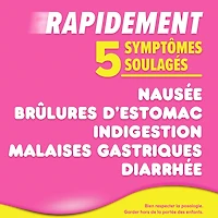 liquide pour la nausée, les brûlures d’estomac, l’indigestion, les malaises gastriques et la diarrhée – Soulagement rapide de 5 symptômes, saveur originale, format de voyage
