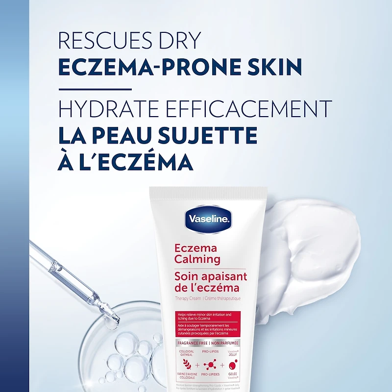 Crème Thérapeuthique pour peau sujette à l'eczéma Vaseline Clinical Care Eczema Calming avec protecteur cutané à l'avoine colloïdale pour soulager la peau sèche et irritée 200 ml