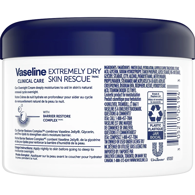 Vaseline Clinical Care™ Extremely Dry Skin Rescue Overnight Crème