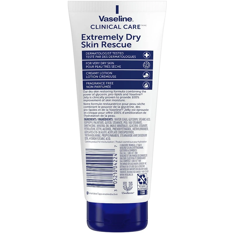 Vaseline Clinical Care™ Body Lotion healing moisturizing cream Extremely Dry Skin Rescue with moisturizing glycerin for 100% improvement of skin moisture 200 ml