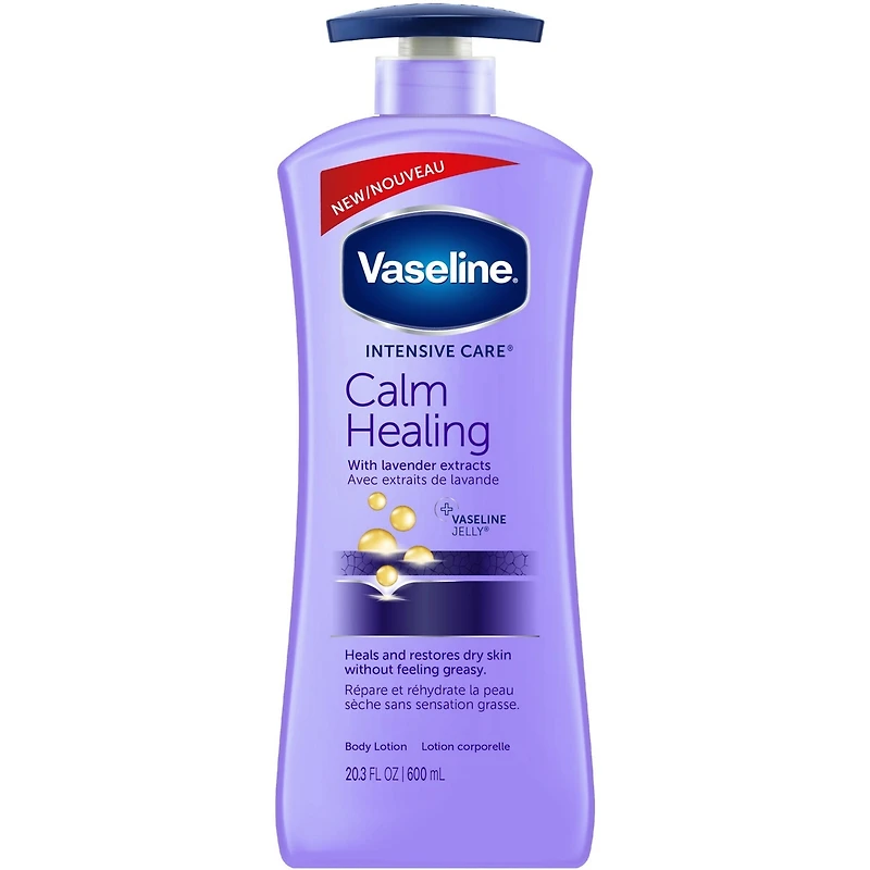 Vaseline Intensive Care Body Lotion moisturizer for dry skin Calm Healing with lavender extracts and with micro-doplets of Vaseline Jelly 600 ml