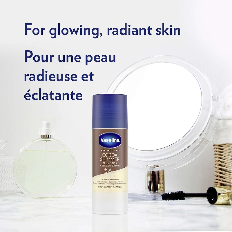 Gelée en Bâton hydratante pour une peau radieuse Vaseline Healing Jelly Cocoa shimmer avec beurre de cacao 40 g