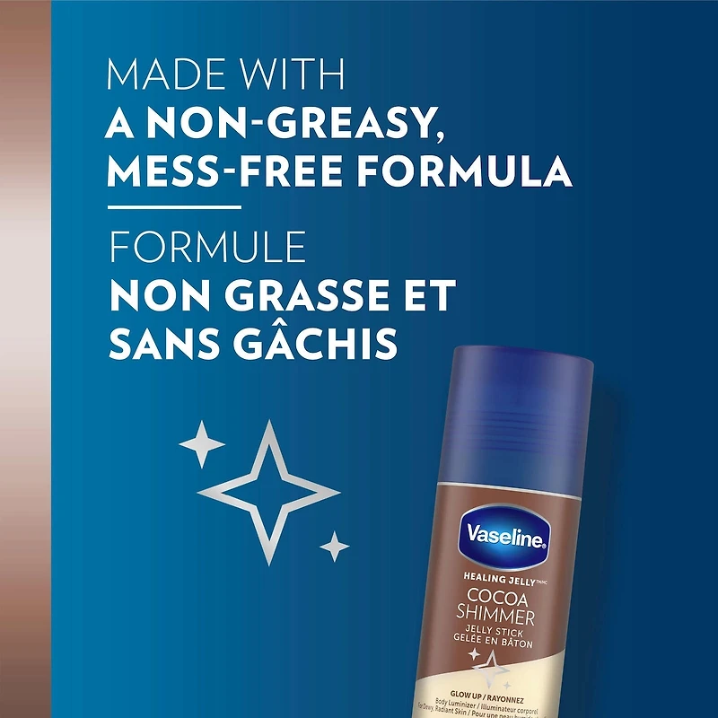 Gelée en Bâton hydratante pour une peau radieuse Vaseline Healing Jelly Cocoa shimmer avec beurre de cacao 40 g