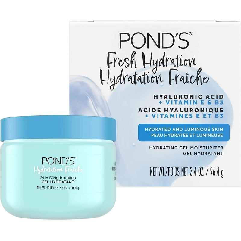 Gel hydratant visage à l'Acide Hyaluronique, Vitamine E et B3 pour 24 heures d'hydratation et une peau lumineuse