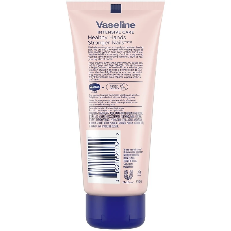 Vaseline Intensive Care Hand Lotion for hands and nails treatment Healthy Hands Stronger Nails hand cream enriched with Keratin 100 ml