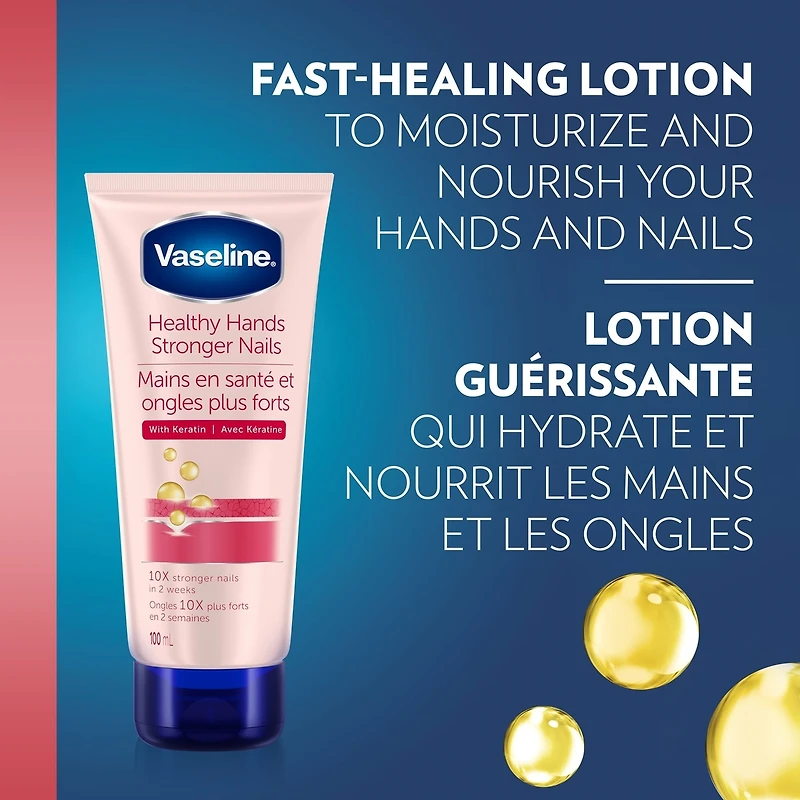 Vaseline Intensive Care Hand Lotion for hands and nails treatment Healthy Hands Stronger Nails hand cream enriched with Keratin 100 ml