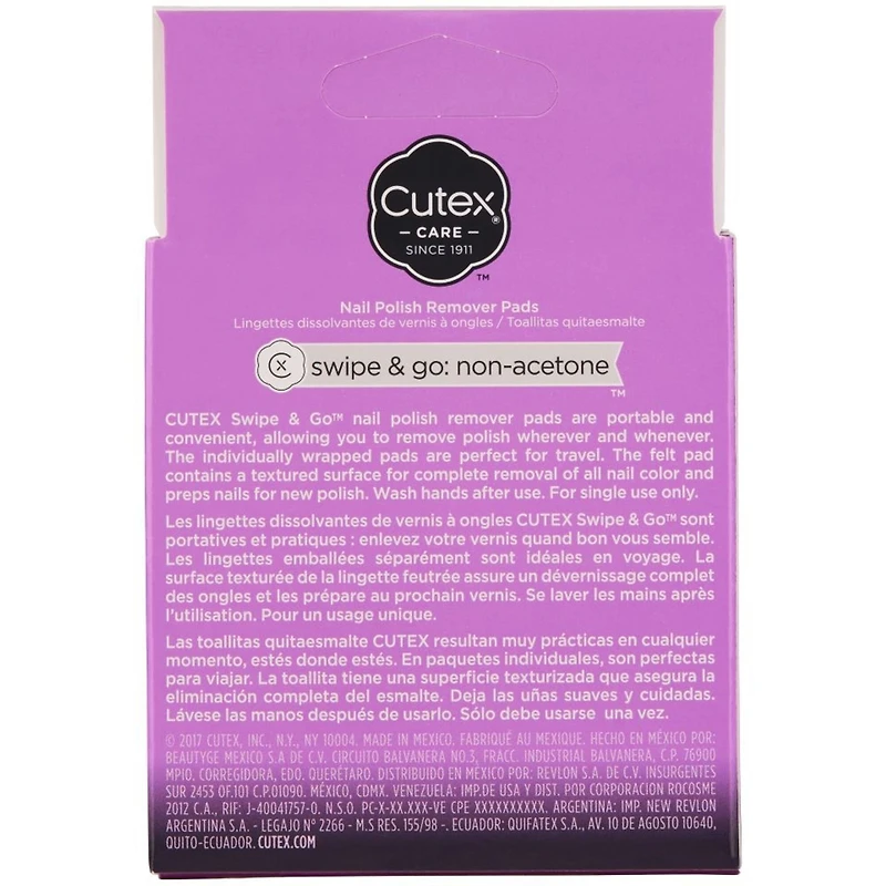 Swipe & Go Non-AcetoneTM lingettes disolvantes de vernis a ongles