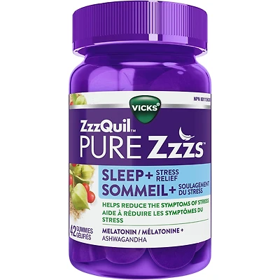 ZzzQuil PURE Zzzs Stress Relief Melatonin Sleep Aid Gummies