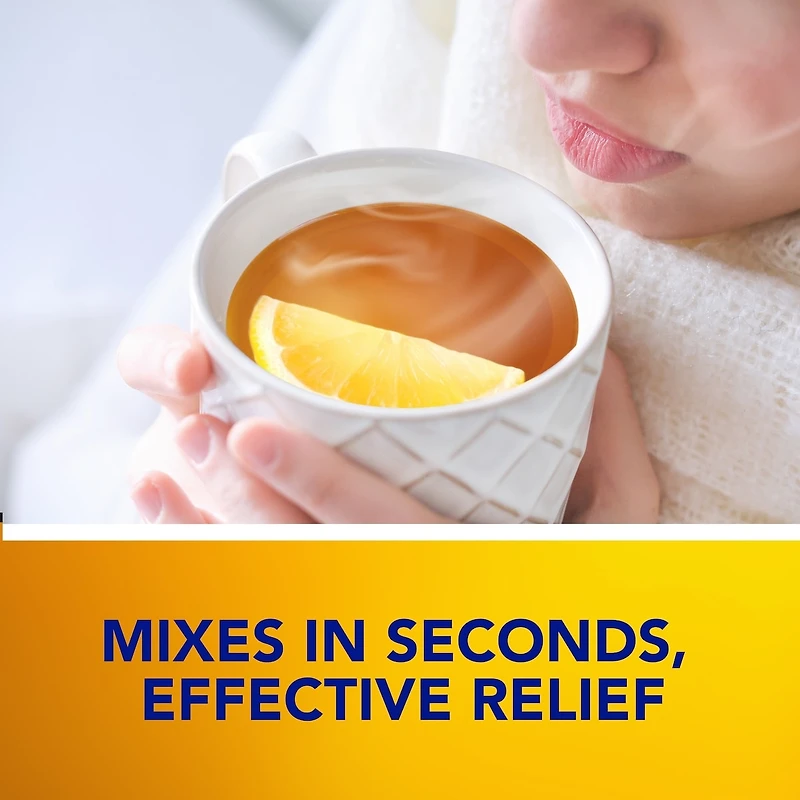 DayQuil Hot Remedy Cold, Flu & Congestion Medicine, Daytime, Non-Drowsy Relief for Fever & Headache, Sore Throat Pain, Nasal Congestion, Cough, Multi-Action, Honey Lemon Flavoured