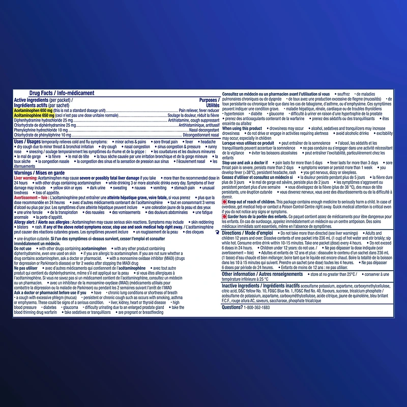 Remède chaud Nyquil, médicament contre le rhume, la grippe et la congestion, nuit, soulagement de la fièvre et des maux de tête, du mal de gorge, de la congestion nasale, de l’écoulement nasal et de la toux, action multiple, saveur miel citron
