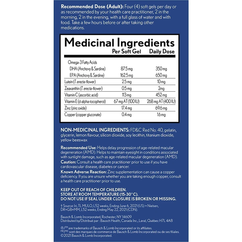 supplément de vitamines et de minéraux pour les yeux Formule Omega-3