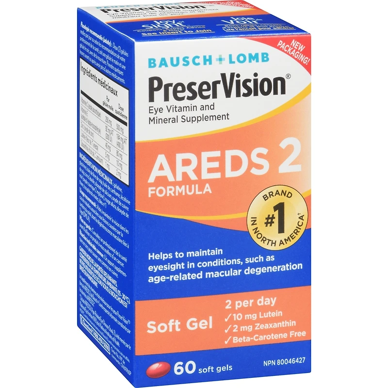 Supplément de vitamines et de minéraux pour les yeux PreserVision formule AREDS 2