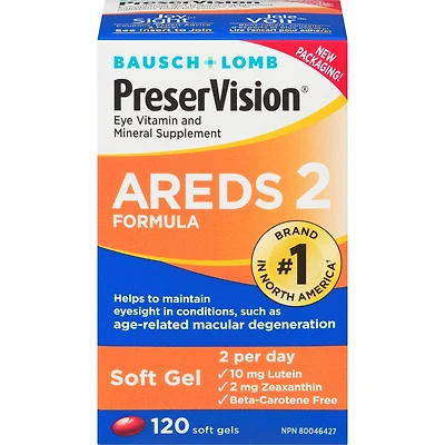 PreserVision Eye Vitamin & Mineral Supplements AREDS 2 Formula 120 Soft Gels
