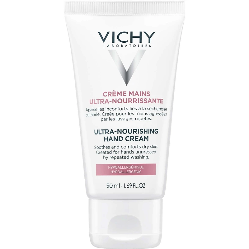 Vichy Crème Mains Ultra-Nourissante pour peau sèche, avec beurre de karité, hypoallergenique