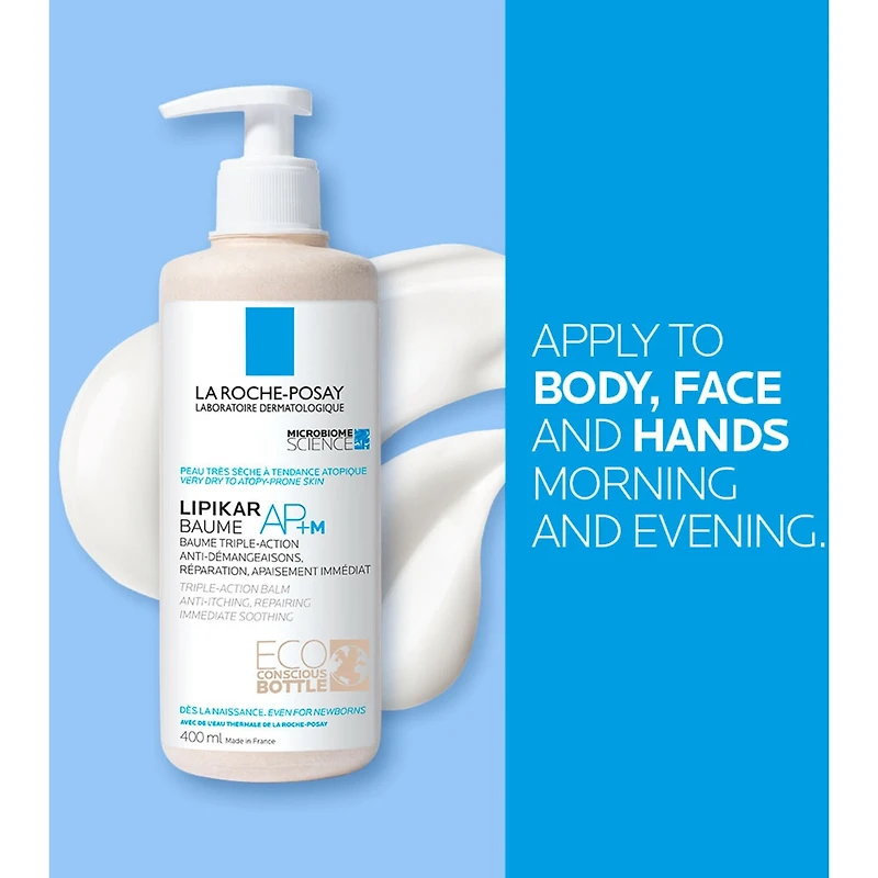 Lipikar Baume AP+m Body Cream for Dry & Eczema-Prone Skin with Shea Butter, New Eco-Conscious Packaging, 400ML