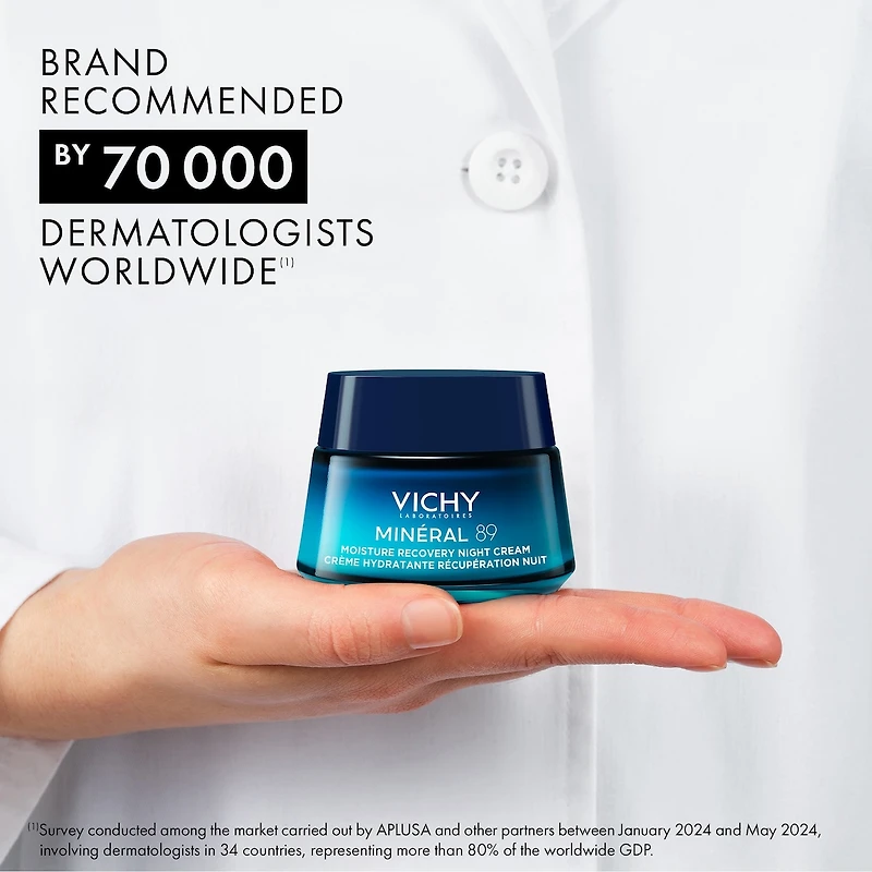Vichy MINÉRAL 89 Moisture Recovery Night Cream – Hydrating Night Cream with Pure Melatonin & Hyaluronic Acid
