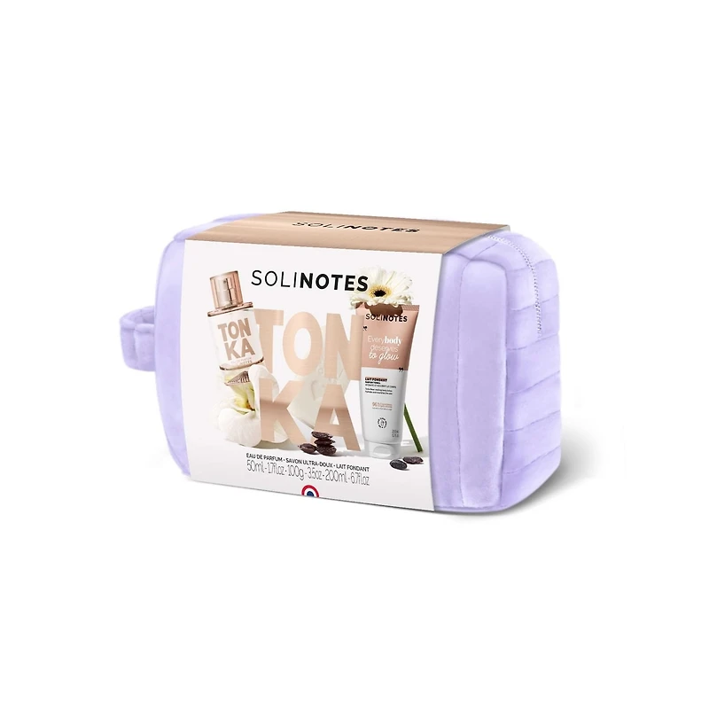 Solinotes Beauty Pouch Tonka Eau de Parfum 50ml + Bar Soap 100g + Body Milk 200ml