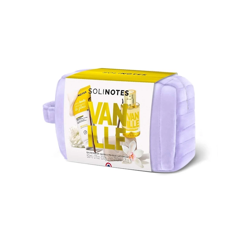 Solinotes Beauty Pouch Vanilla Eau de Parfum 50ml + Bar Soap 100g + Body Milk 200ml