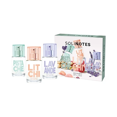 Coffret Trio Solinotes 3x15ml Eau de Parfum Pistache Litchi Lavande