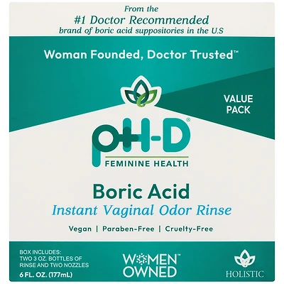 pH-D Feminine Health Boric Acid Instant Vaginal Odor Rinse Value Pack