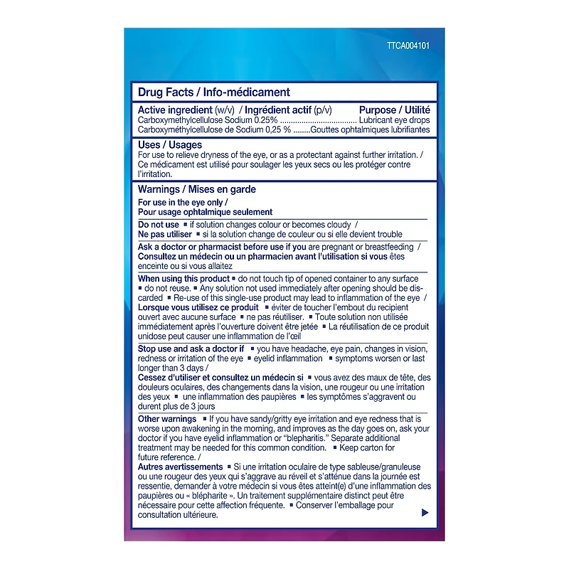 Gouttes Ophtalmiques Lubrifiantes récipients unidose