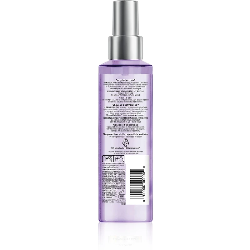 L'Oréal Paris Hair Expertise Hyaluron Plump Sérum Hydratation avec Acide Hyaluronique, Pour Cheveux Déshydratés, Sans Rinçage, 150ml