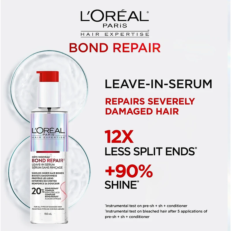 Hair Expertise Bond Repair Leave-in Serum, Repairs All Types of Damaged Hair, with Citric Acid Complex