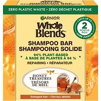 Garnier Whole Blends Honey Treasures Repairing  Shampoo Bar for Damaged Hair, Zero Plastic Packaging, Preservative Free, Silicone Free, Soap & Dye Free, with Honey and Beeswax, 60G