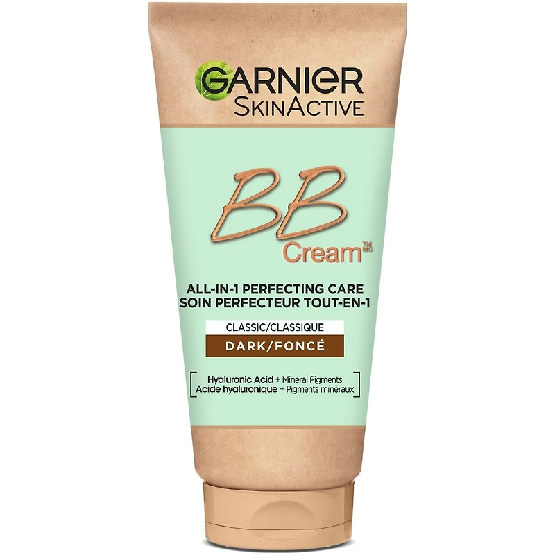 Garnier Crème BB pour Anti-Âge avec Acide Hyaluronique + Aloe Vera, Perfecteur de Peau, SkinActive, Foncés - 50ml